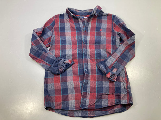 Chemise m.l carreaux bordeaux et bleu marine, moins cher chez Petit Kiwi