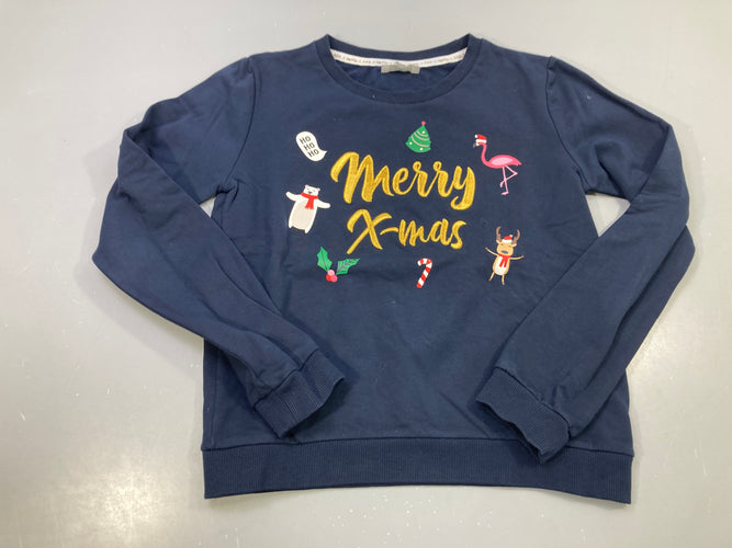 Sweat bleu marine Merr.y X-mas doré, motifs Noël, moins cher chez Petit Kiwi