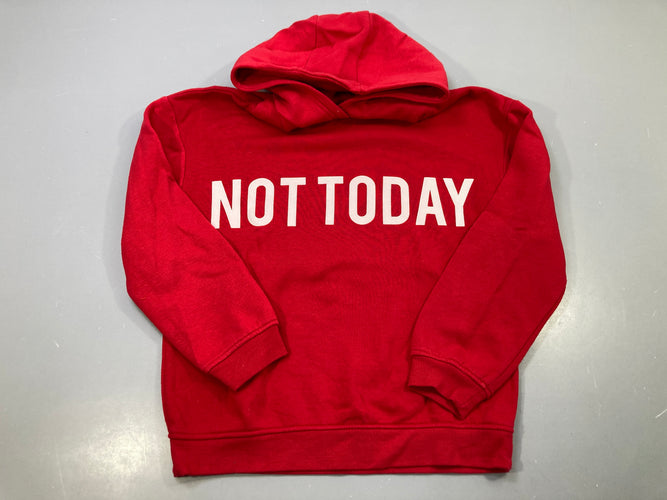 Sweat capuche rouge imprimé Not Today blanc Bouloché, moins cher chez Petit Kiwi