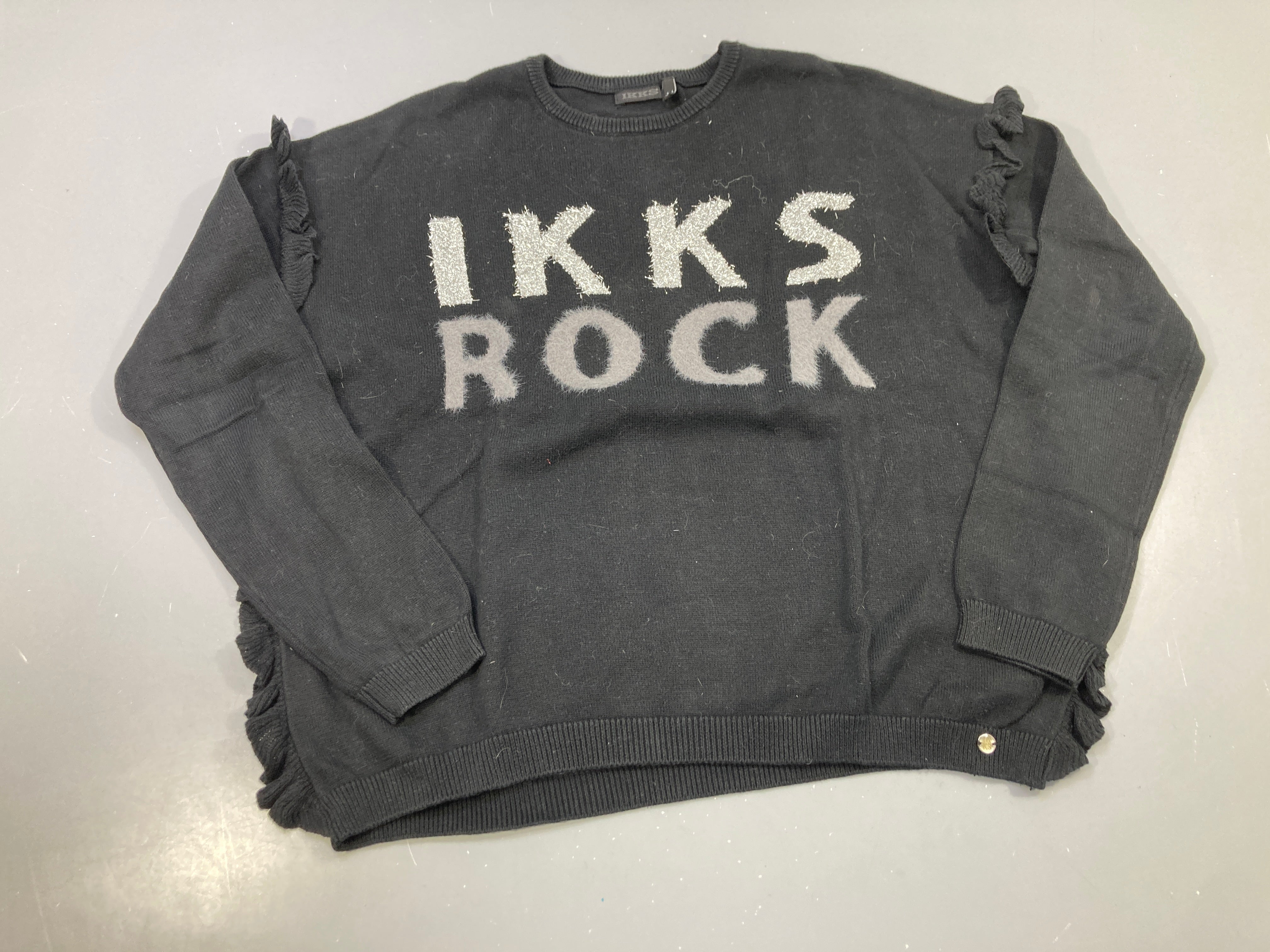 Pull maille noir volants, IKKS Rock argenté et duveteux