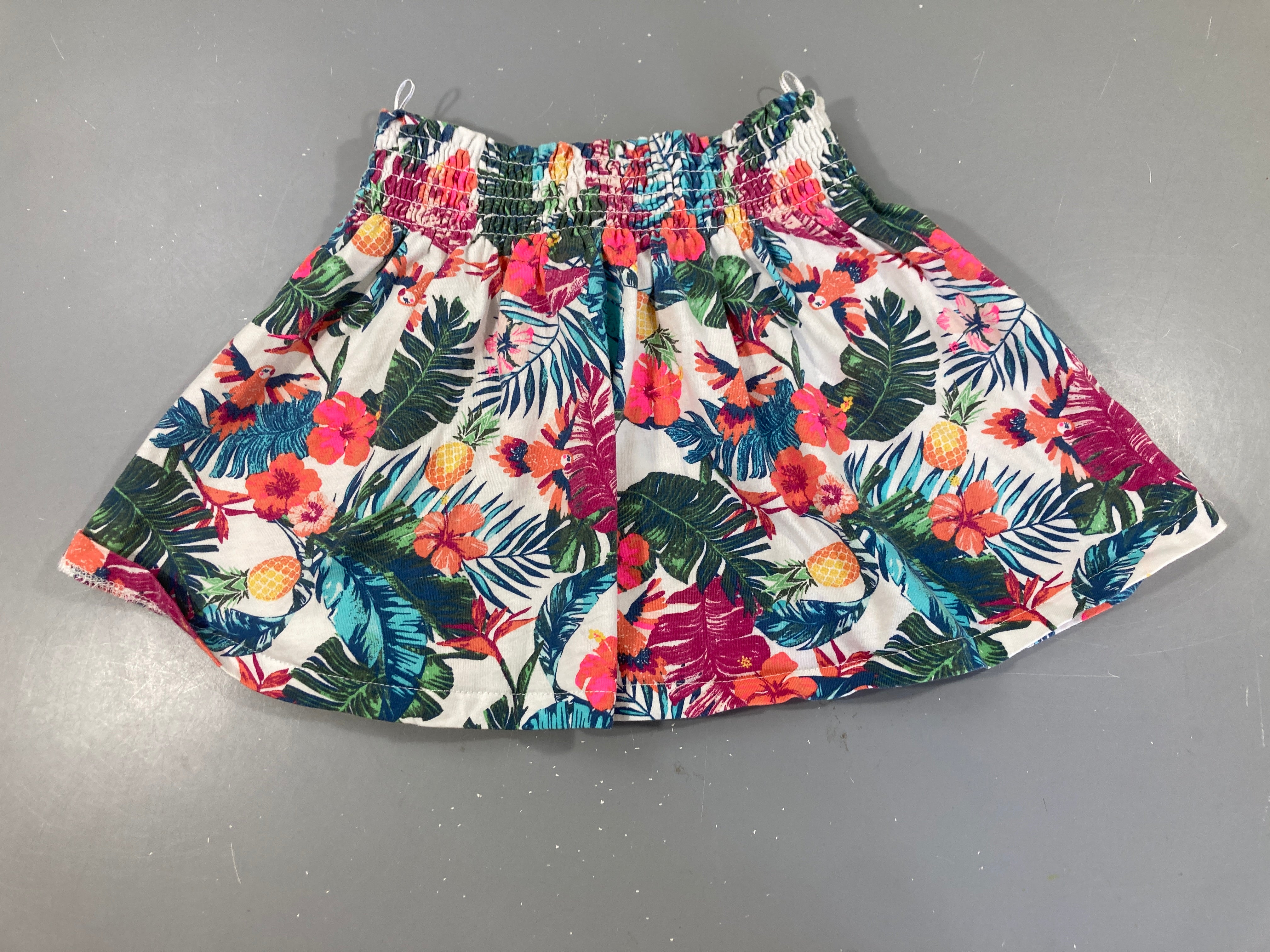 Jupe jersey blanche feuillage oiseaux
