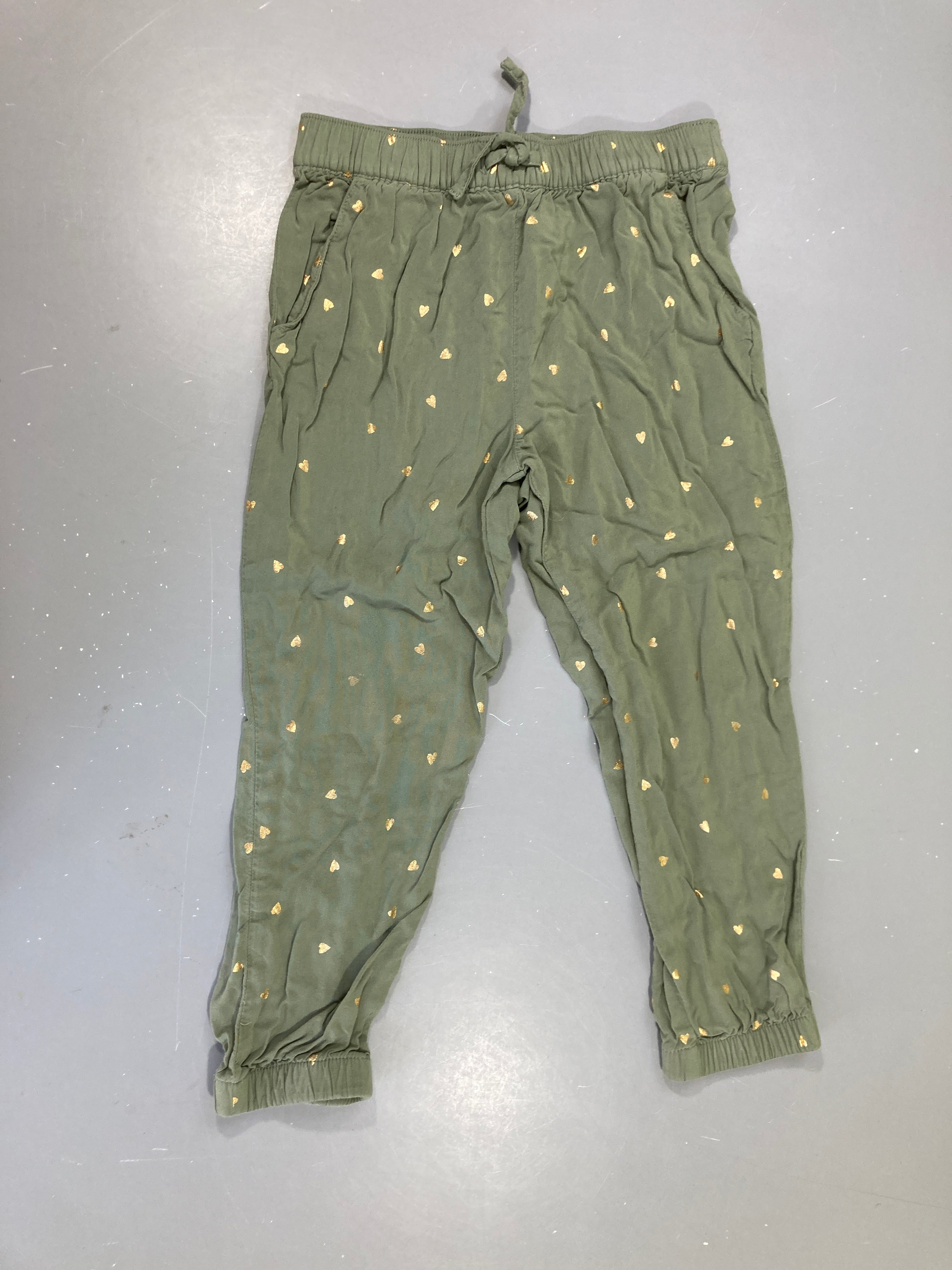 Pantalon fluide kaki taille et chevilles élastiques