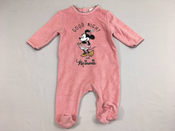 Pyjama velours rose Good night Minnie, moins cher chez Petit Kiwi