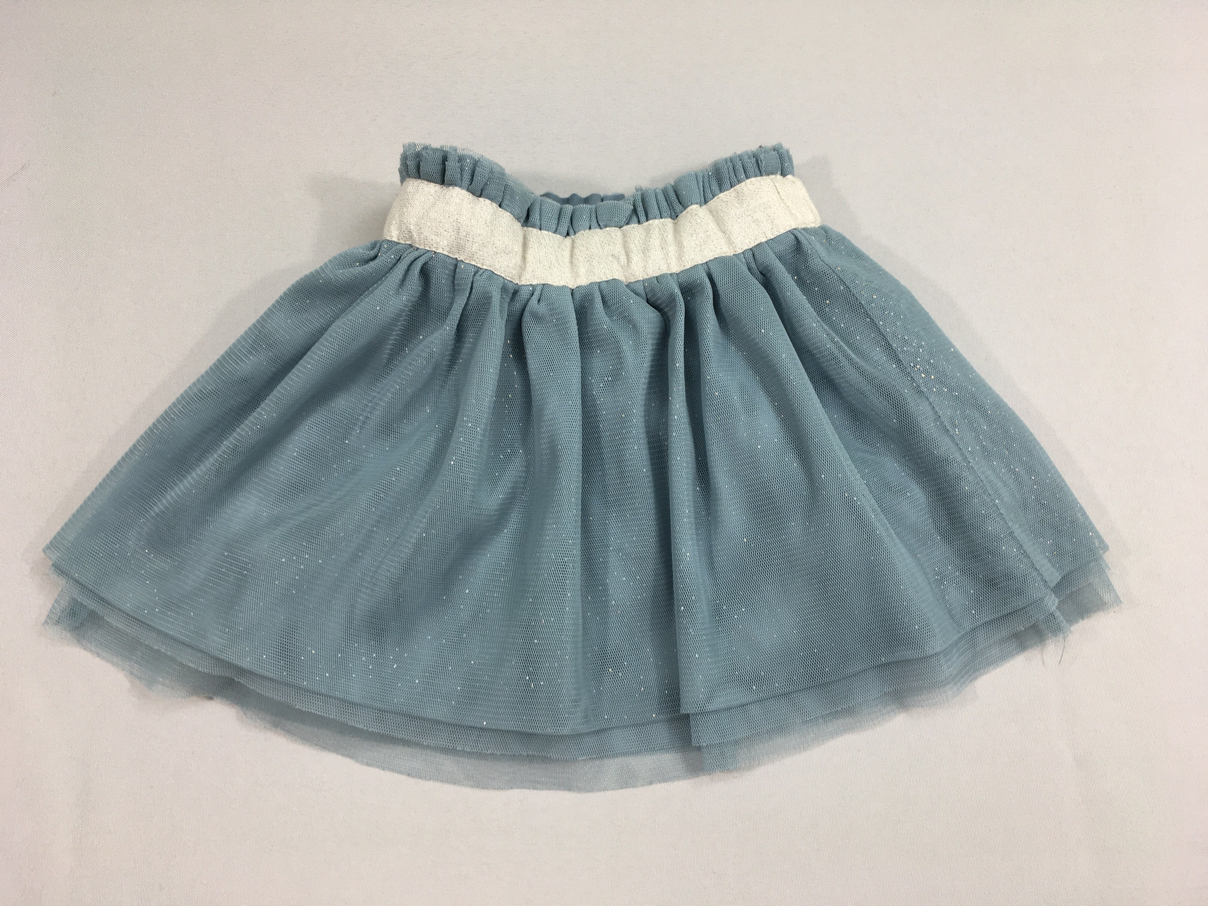 Jupe tulles bleu clair gris paillé
