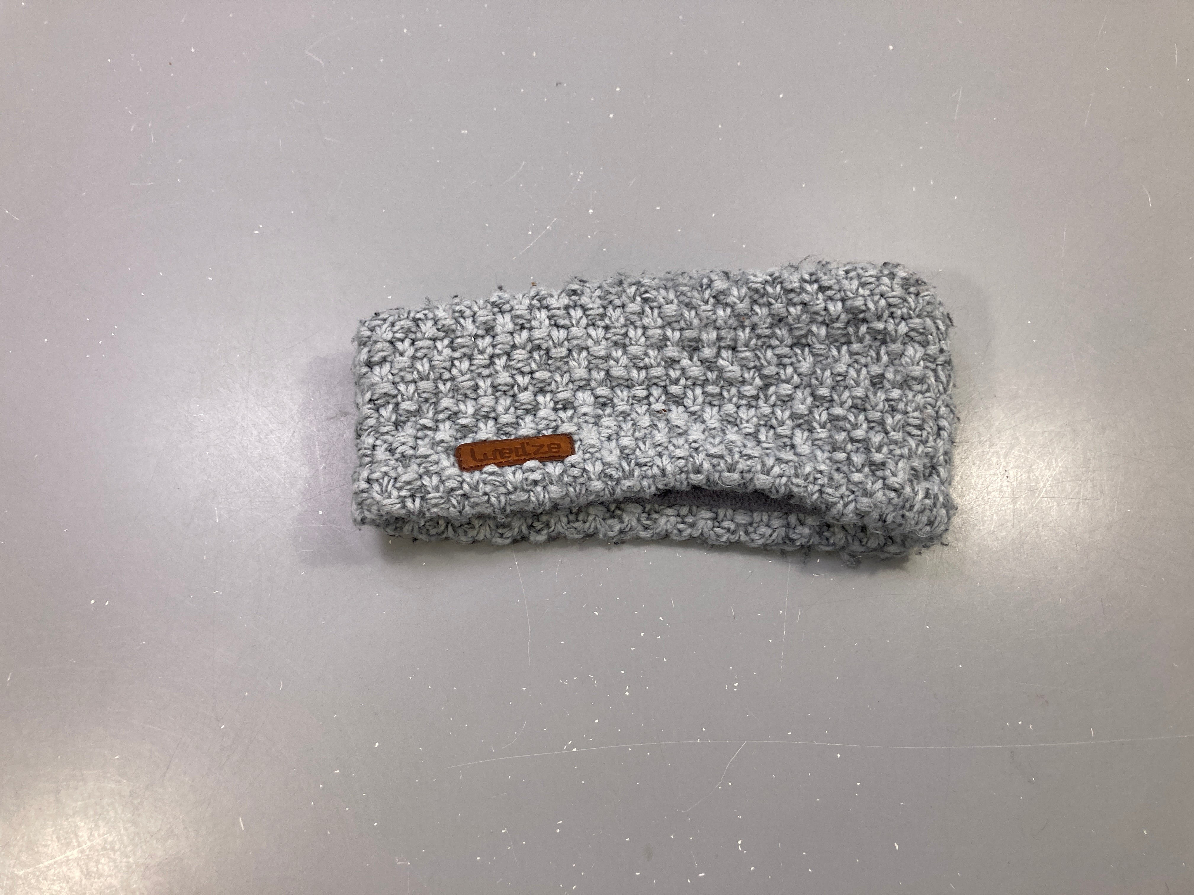 Bandeau tricot gris chiné, doublé polaire, Wed'ze