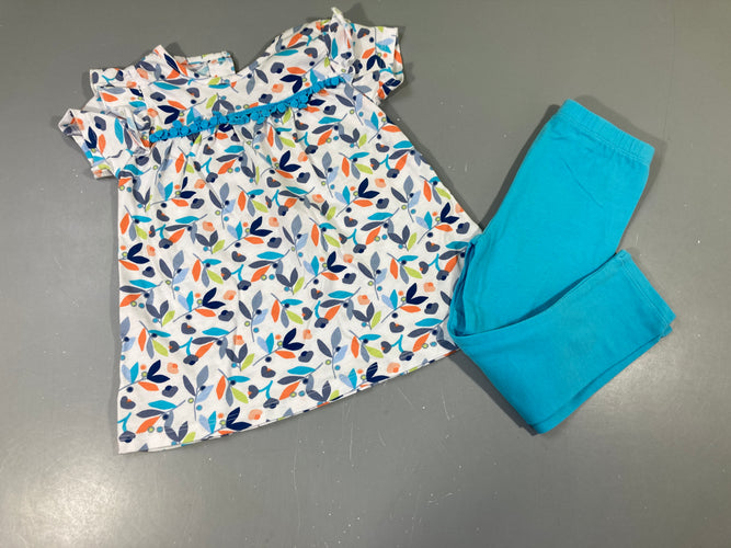 Pyjama 2pcs jersey blanc-turquoise, moins cher chez Petit Kiwi