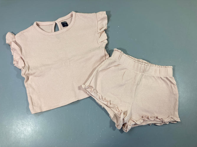 Pyjashort 2pcs jersey texturé rose pâle, moins cher chez Petit Kiwi