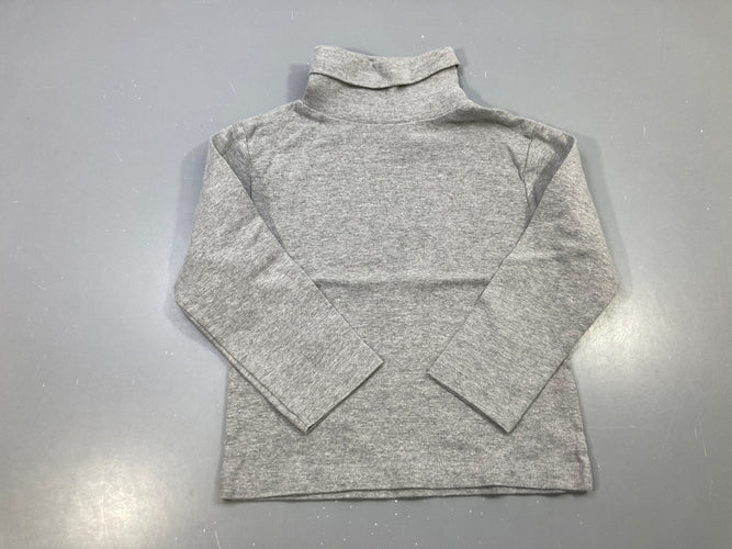 T-shirt m.l col roulé gris chiné uni, légèrement bouloché, moins cher chez Petit Kiwi