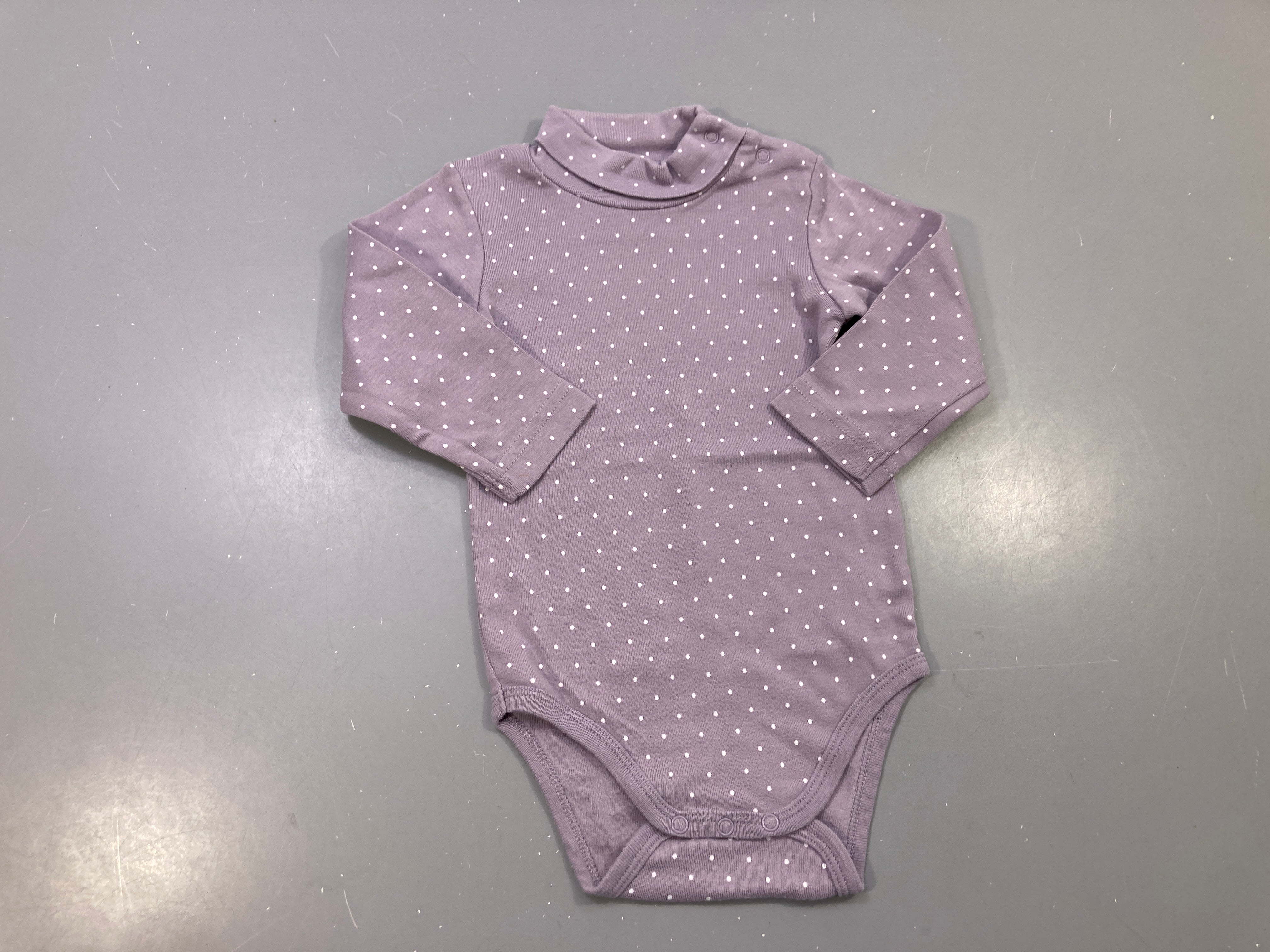 Body m.l col roulé parme pois blanc