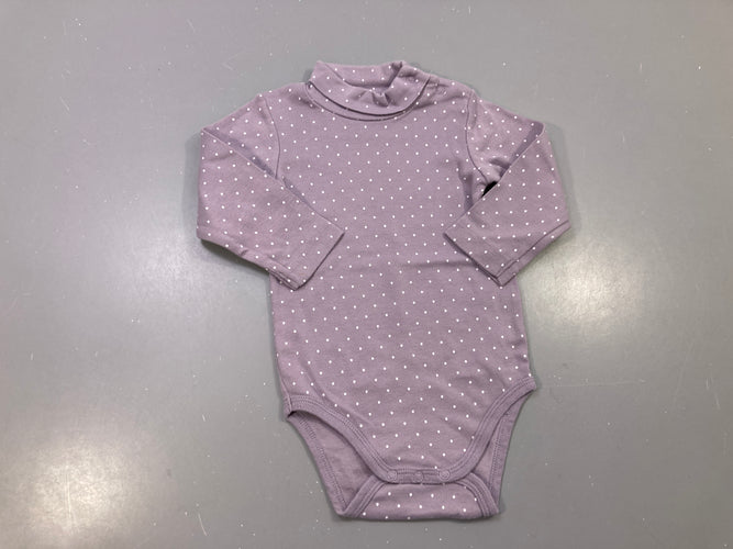 Body m.l col roulé parme pois blanc, moins cher chez Petit Kiwi