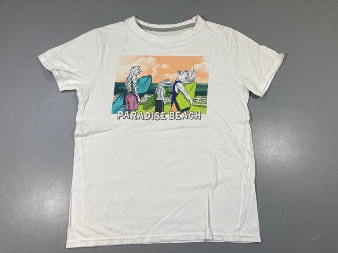 T-shirt m.c blanc Paradise Beach, moins cher chez Petit Kiwi