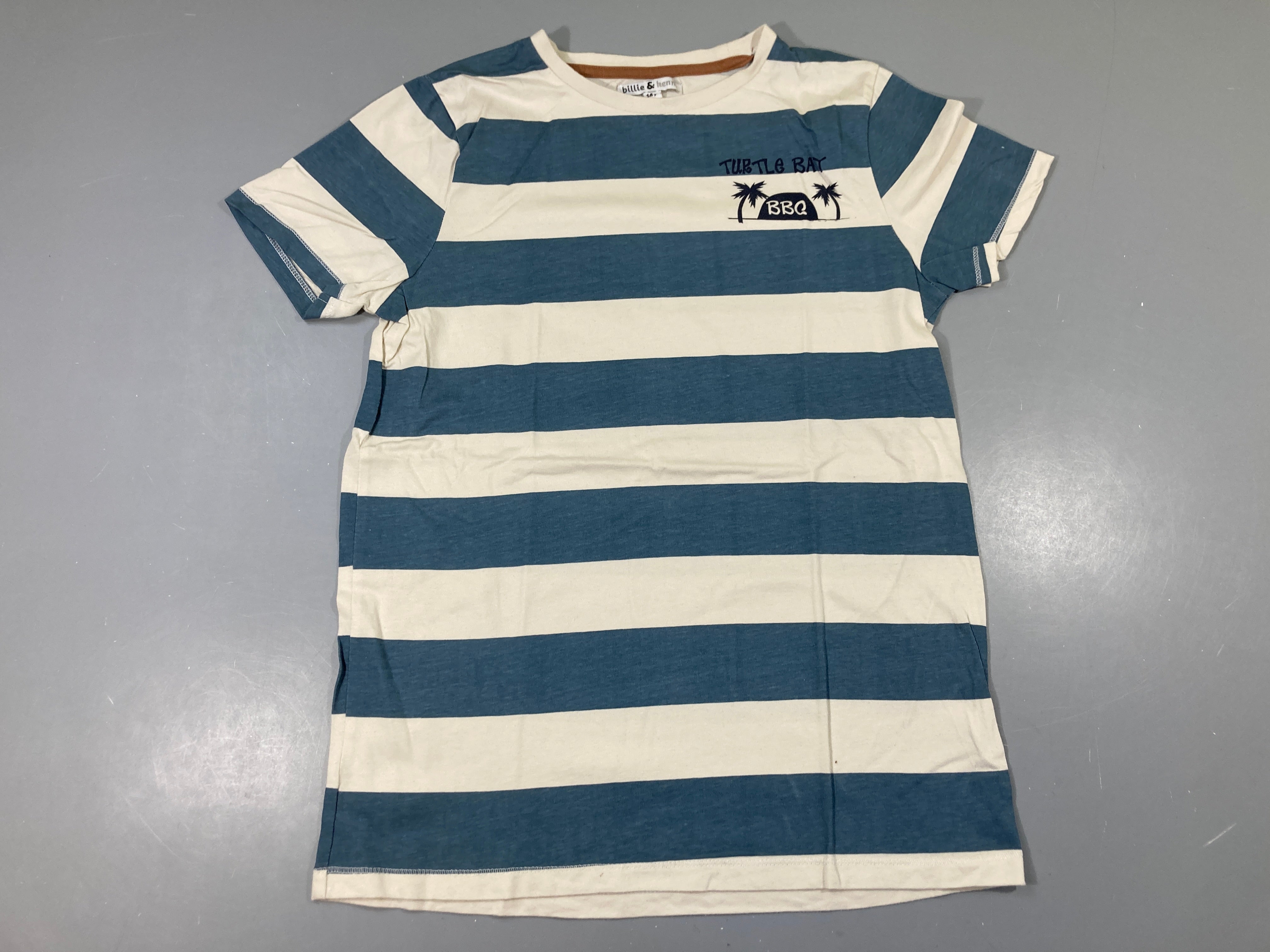 T-shirt m.c blanc rayé bleu BBQ