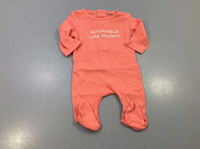 Pyjama jersey rose saumon Adorable, moins cher chez Petit Kiwi
