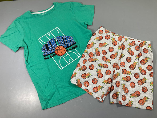 Pyjashort 2pcs jersey vert-gris BasketBall, moins cher chez Petit Kiwi