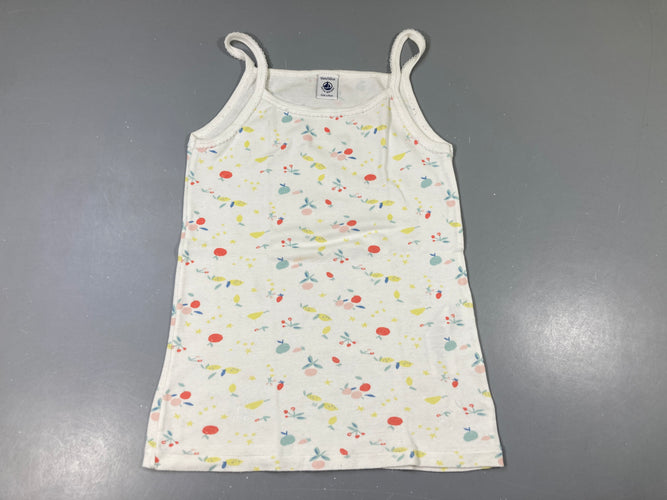Chemisette fines bretelles blanc, fruits multicolore, moins cher chez Petit Kiwi