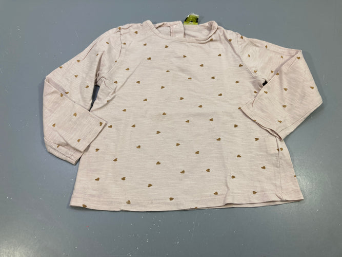 T-shirt m.l rose très pâle flammé , coeurs dorés, moins cher chez Petit Kiwi