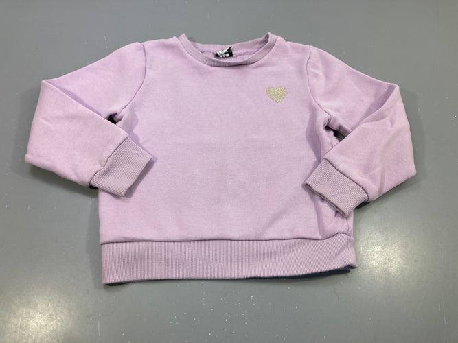 Sweat mauve clair, coeur doré pailleté, moins cher chez Petit Kiwi