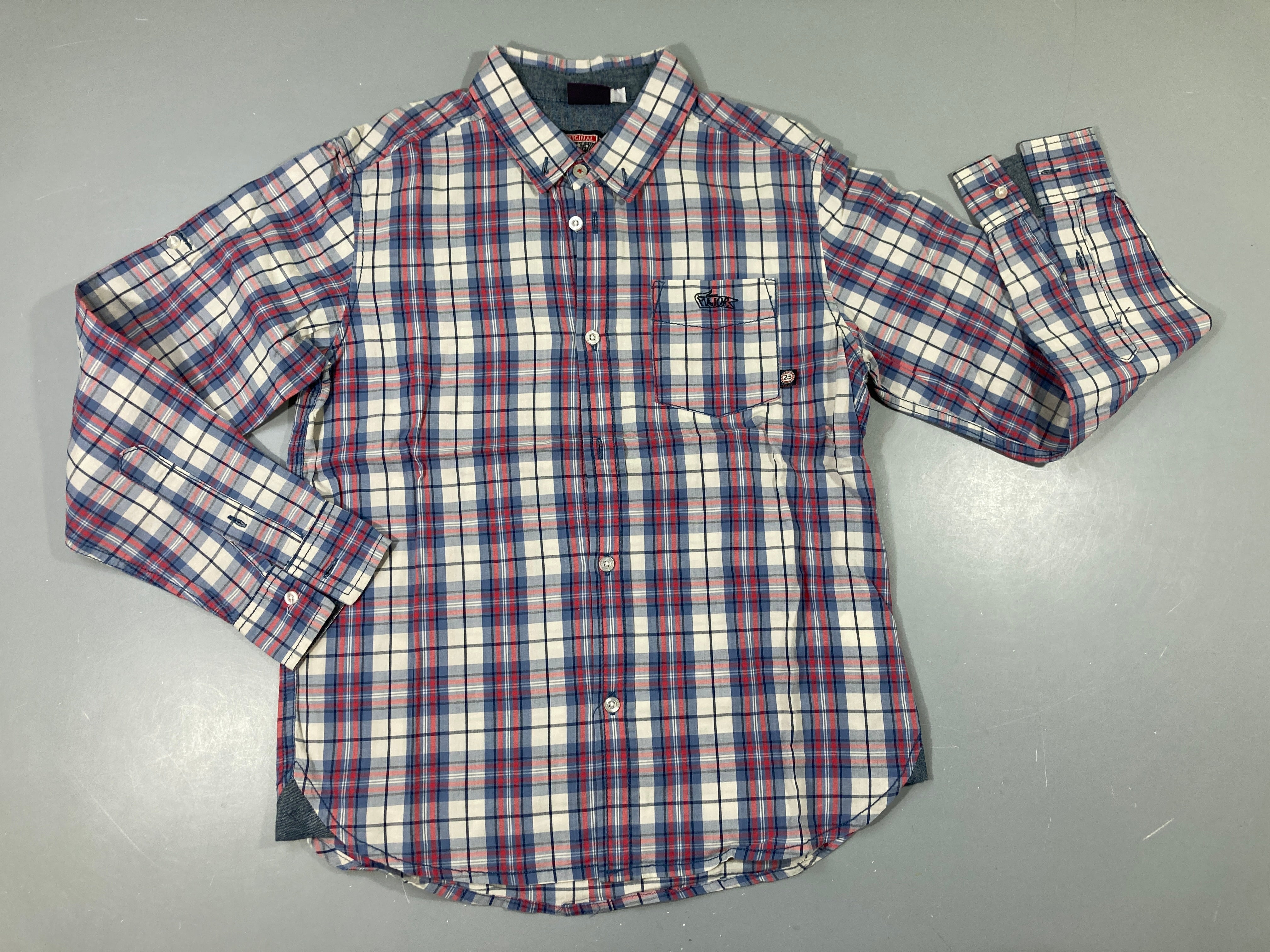 Chemise m.l carreaux gris/bleu/rouge