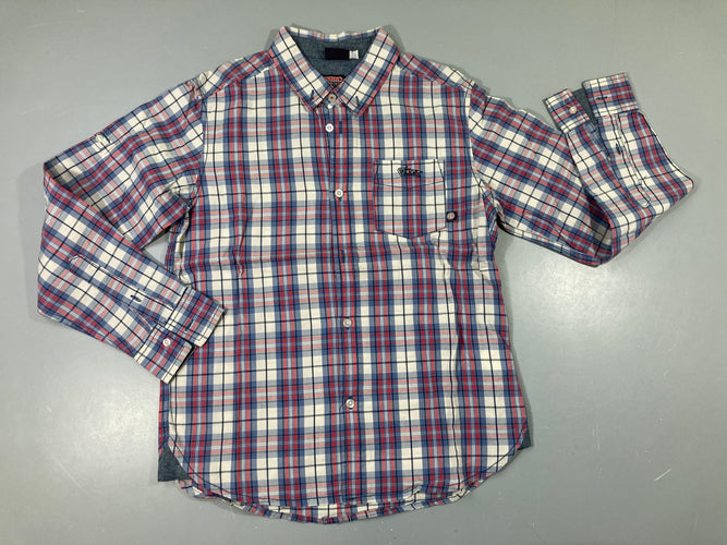 Chemise m.l carreaux gris/bleu/rouge, moins cher chez Petit Kiwi