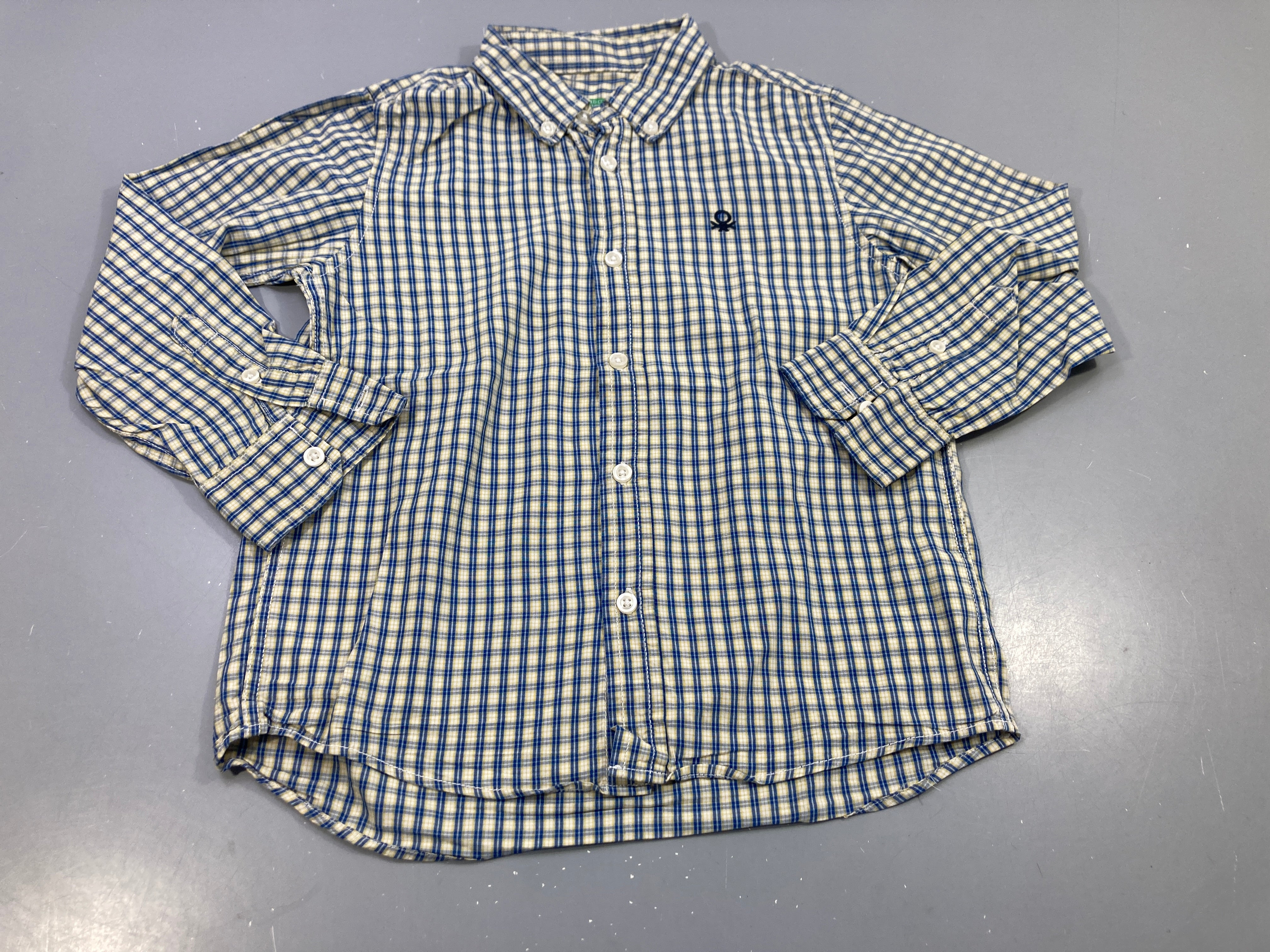 Chemise m.l à carreaux bleu, jaune , blanc