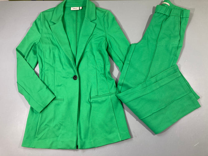 Blazer long vert pomme + pantalon assorti, moins cher chez Petit Kiwi