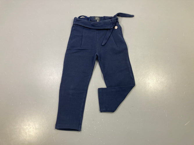 Pantalon chino bleu marine à nouer, moins cher chez Petit Kiwi