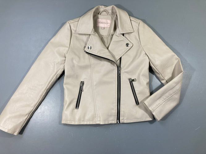 Veste en faux cuir beige style perfecto, moins cher chez Petit Kiwi