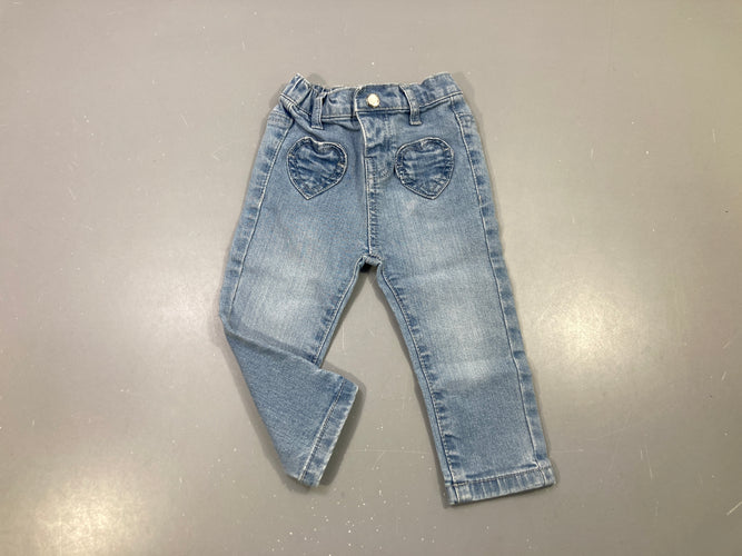 Jeans clair, poches en formes de coeurs, moins cher chez Petit Kiwi