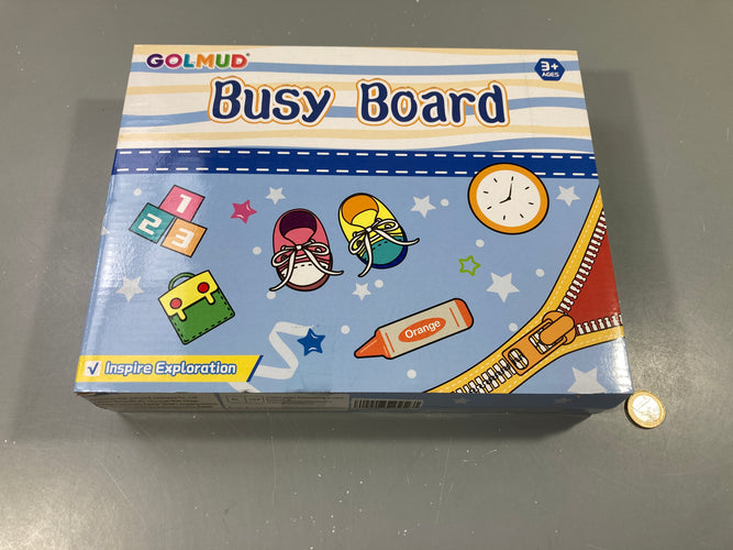 NEUF Pochette sensoriel Montessori à activités multiples, en feutrine bleue, Golmund, +3a, moins cher chez Petit Kiwi