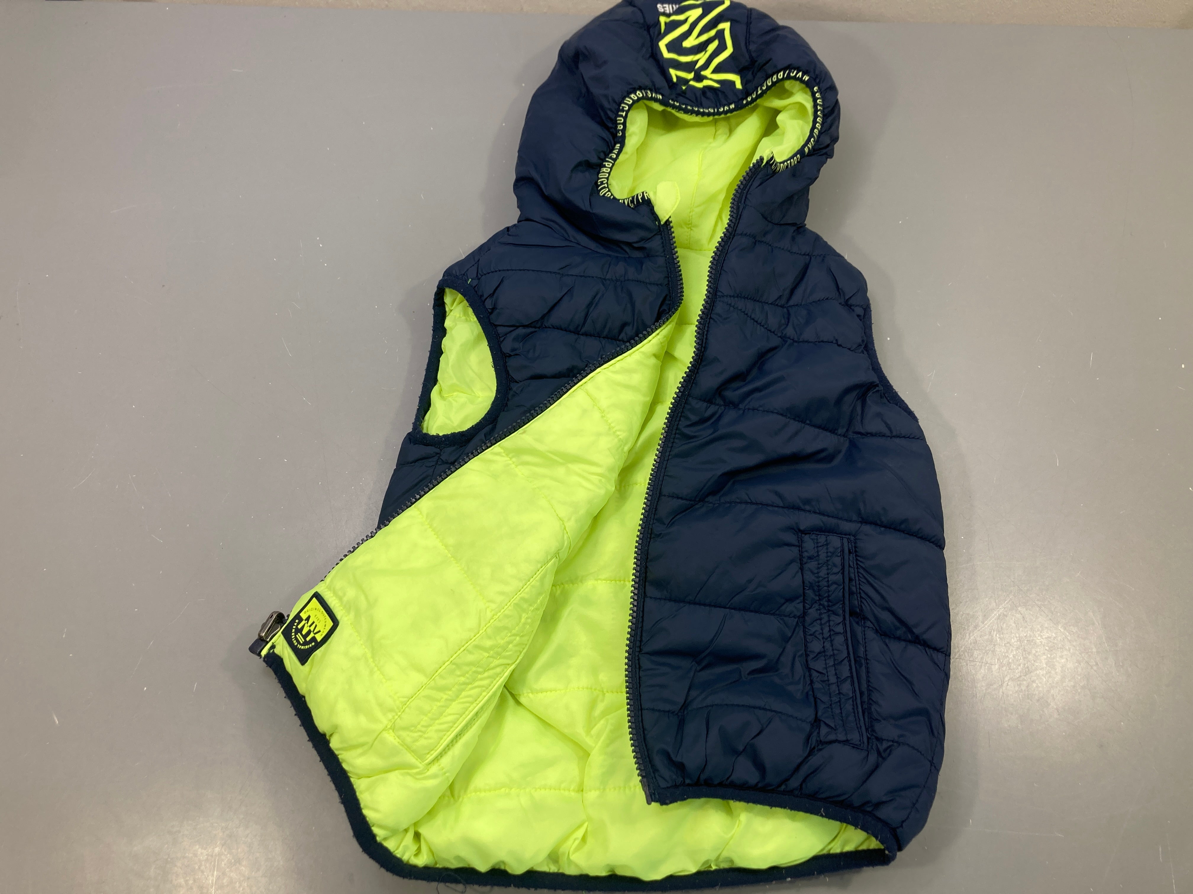 Bodywarmer bleu marine,jaune fluo/ jaune fluo, bleu marine