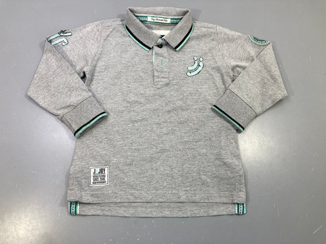 Polo ml gris flammé/bleu "jj", moins cher chez Petit Kiwi