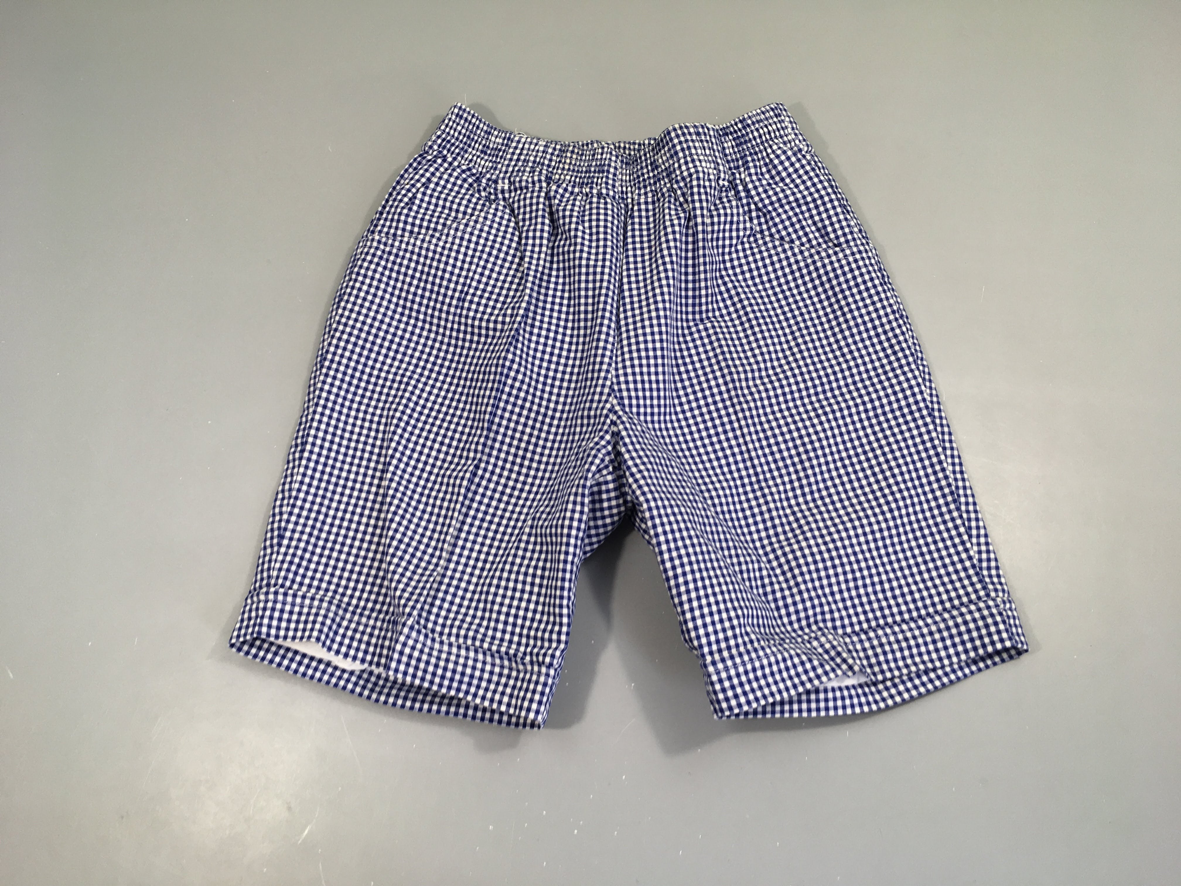 Bermuda vintage carreaux bleu/blanc taille élastique