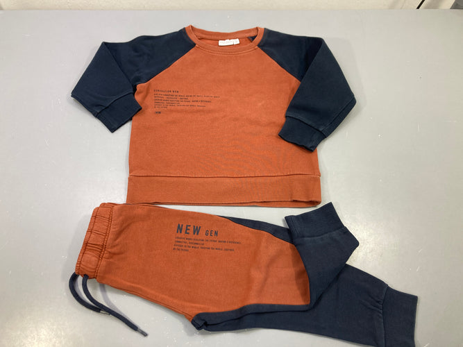 Ensemble jogging brique et bleu marine "Génération now...", moins cher chez Petit Kiwi