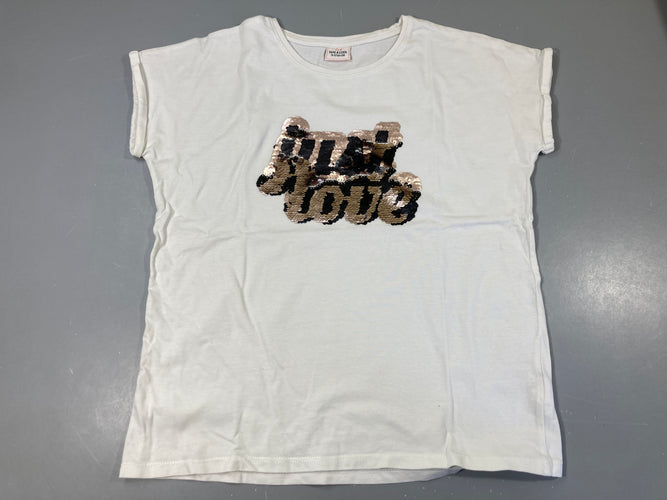 T-shirt m.c blanc sequins, moins cher chez Petit Kiwi