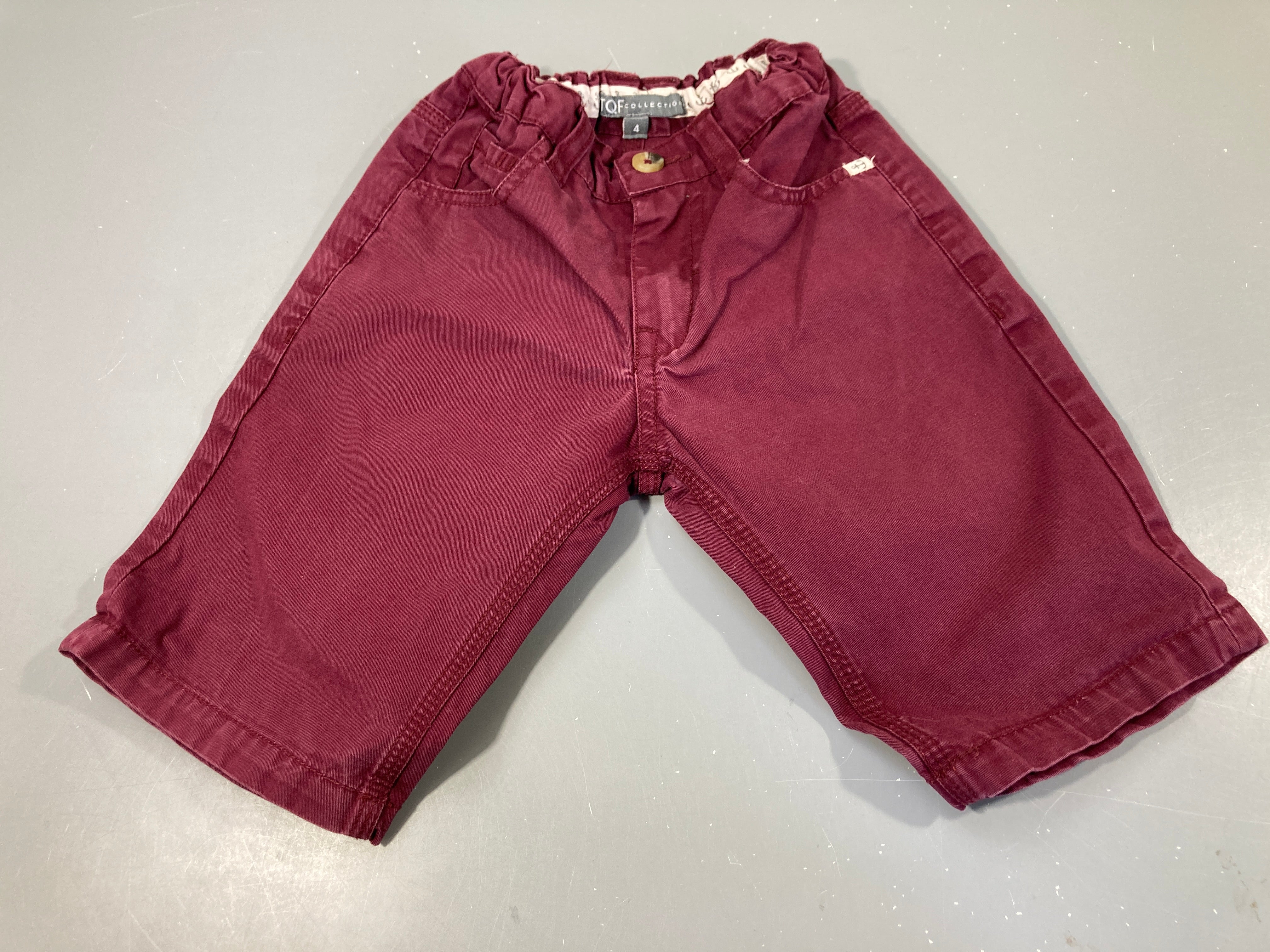 Bermuda toile bordeaux taille élastique