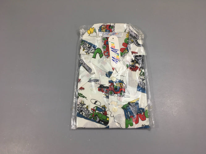 NEUF sous blister chemise m.c blanche safari, moins cher chez Petit Kiwi