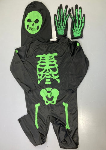 Déguisement Halloween combinaison squelette noir/vert + cagoule + gants, moins cher chez Petit Kiwi
