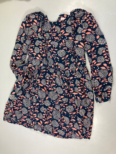 Robe ml imprimé fleuri bleu foncé orange gris, moins cher chez Petit Kiwi