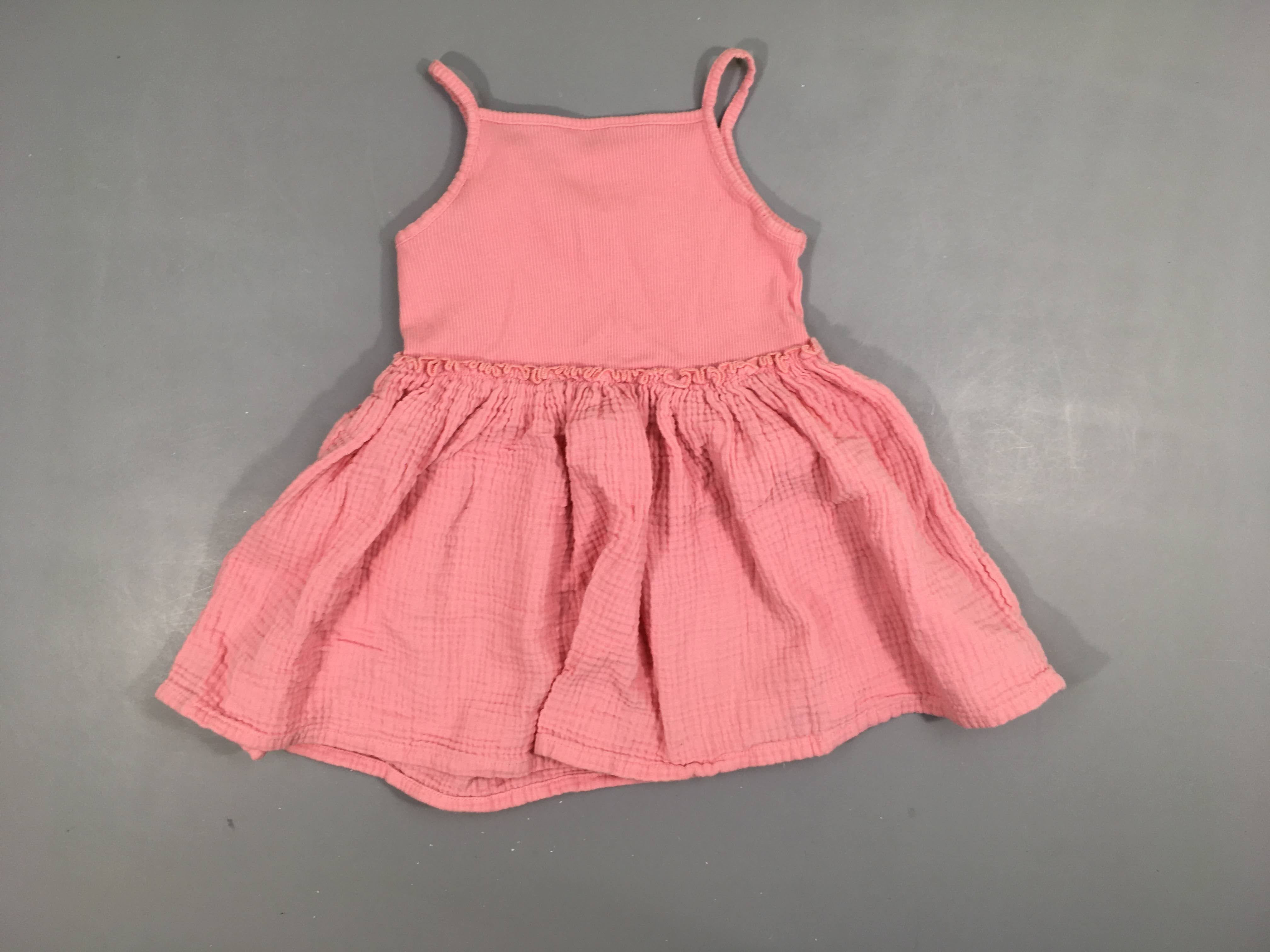 Robe fines bretelles molleton/coton rose