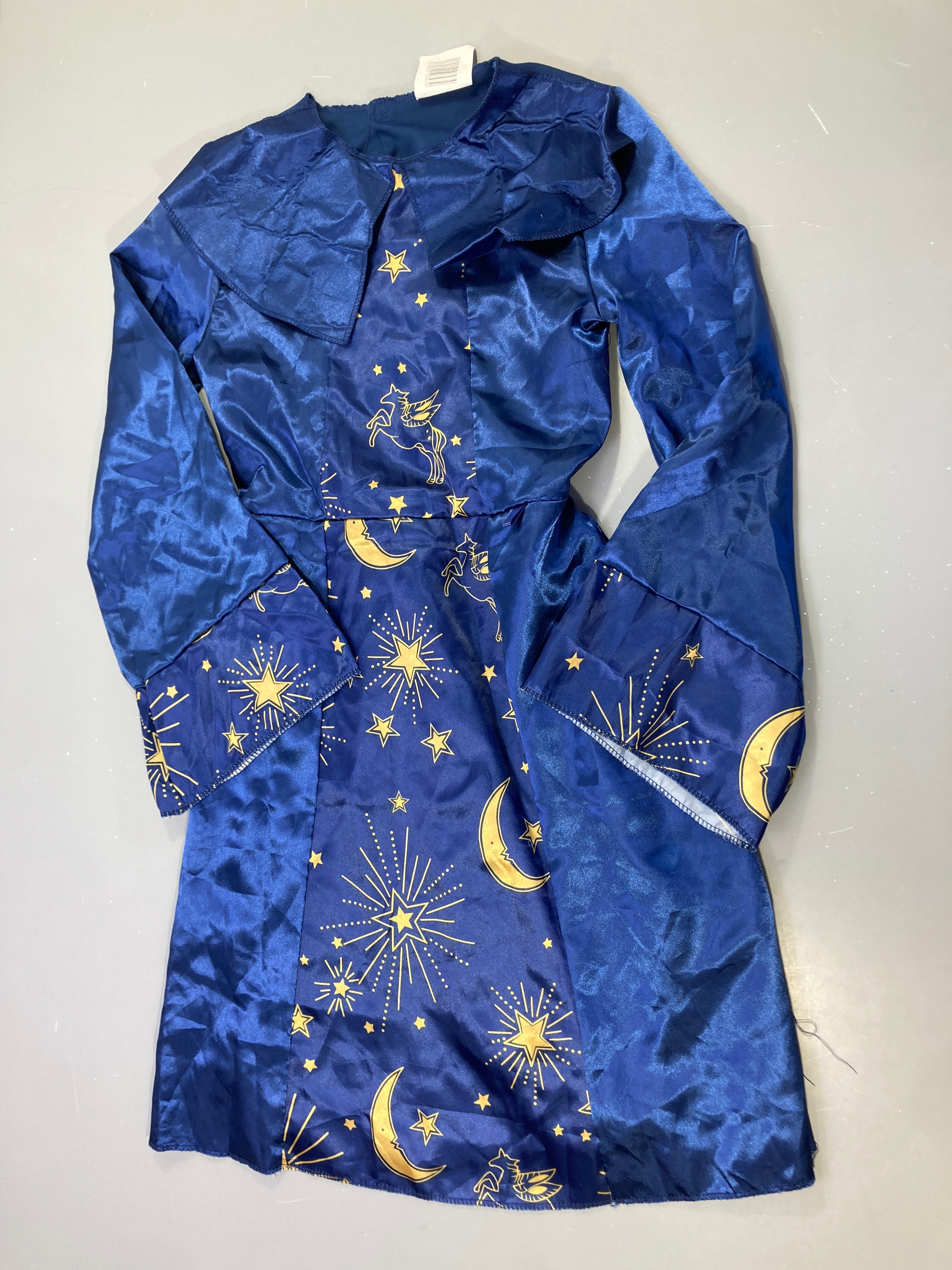Déguisement Halloween robe sorcier bleue étoiles