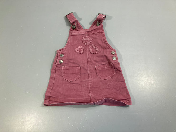 Robe salopette jean mauve, moins cher chez Petit Kiwi
