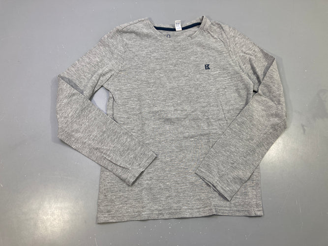 T-shirt m.l gris chiné, petit logo bleu marine, moins cher chez Petit Kiwi