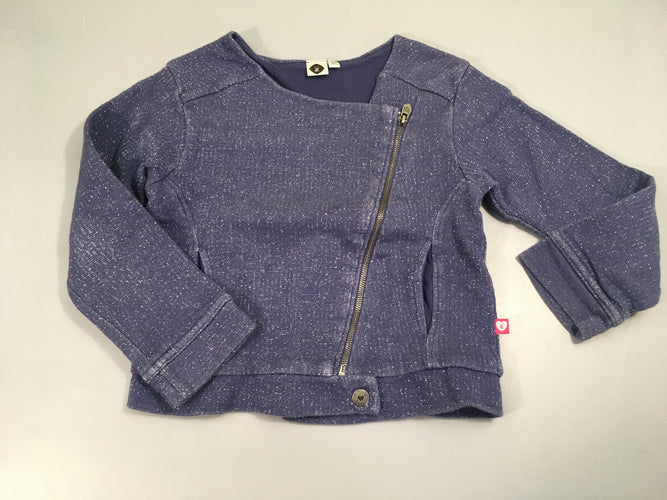 Sweat zippé bleu pailleté argent, moins cher chez Petit Kiwi
