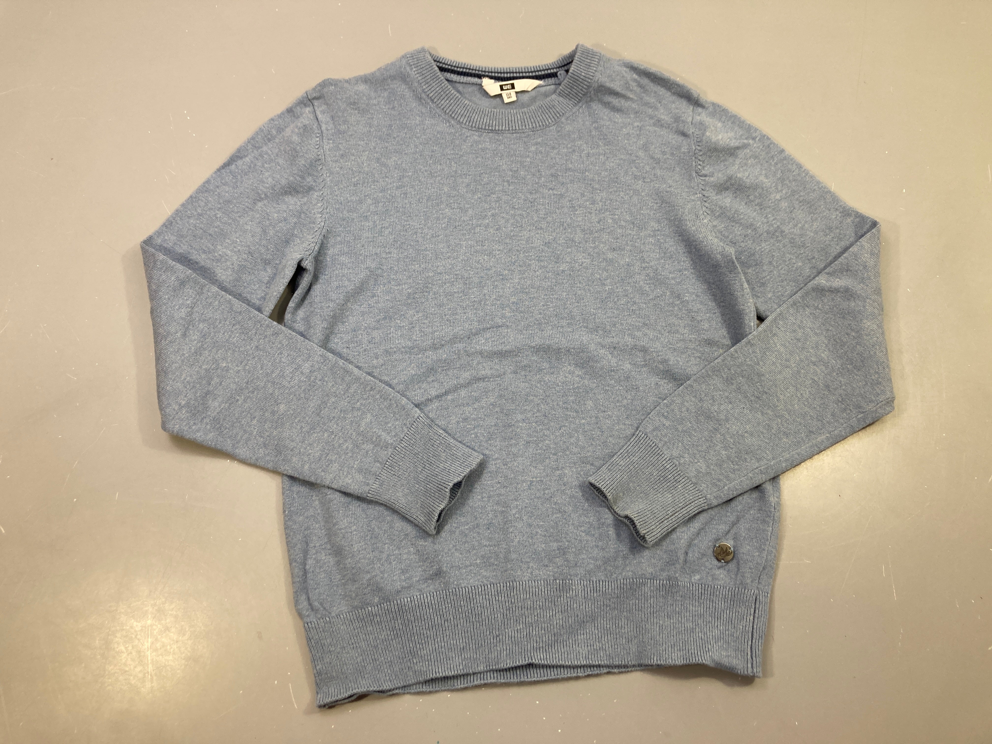 Pull bleu ciel chiné, maille fine