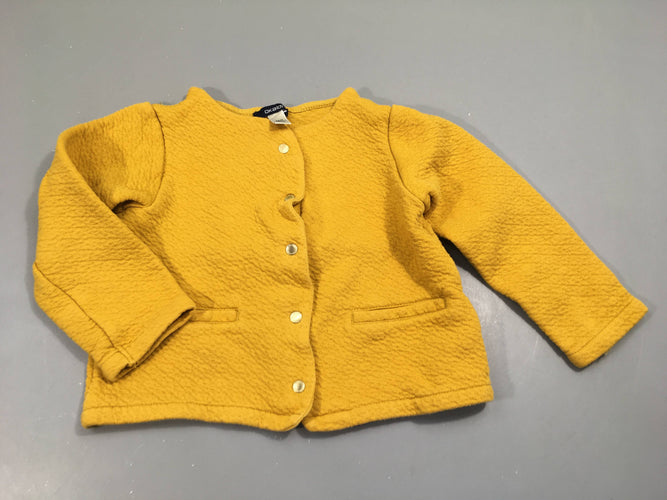 Gilet molleton moutarde avec pressions, moins cher chez Petit Kiwi