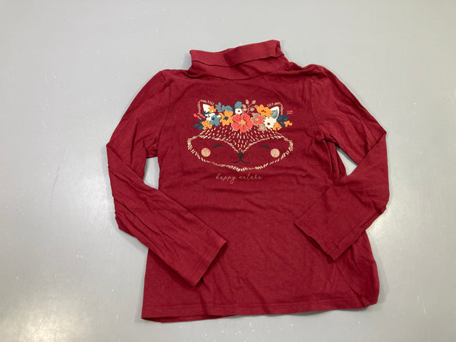T-shirt m.l col roulé bordeau animal fleuri, moins cher chez Petit Kiwi