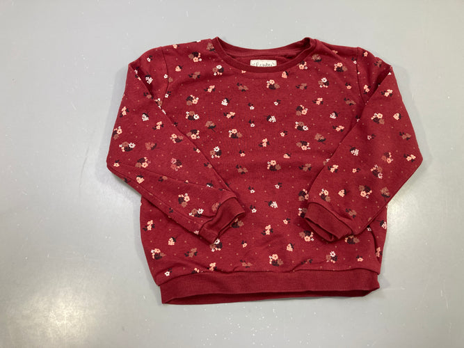 Sweat bordeau fleuri, moins cher chez Petit Kiwi