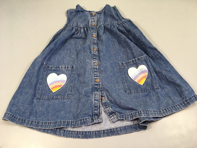 Robe s.m denim  , coeur arc-en-ciel, moins cher chez Petit Kiwi