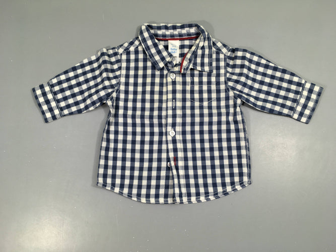 Chemise m.l à carreaux blanc-bleu, moins cher chez Petit Kiwi
