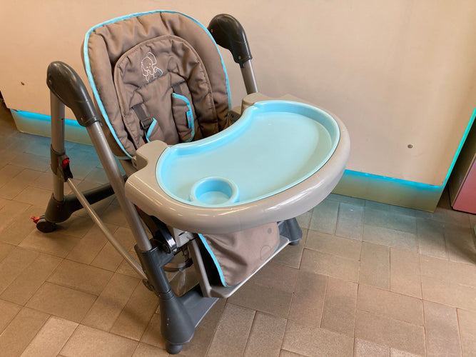 Chaise haute évolutive avec tablette amovible et panier de rangement arrière 6-36m rembourage à repositionner suite au lavage et à relaver (Tache), moins cher chez Petit Kiwi